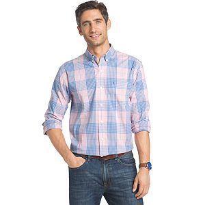 Men's IZOD Advantage Classic-Fit Gingham-Checked Stretch Button-Down Shirt