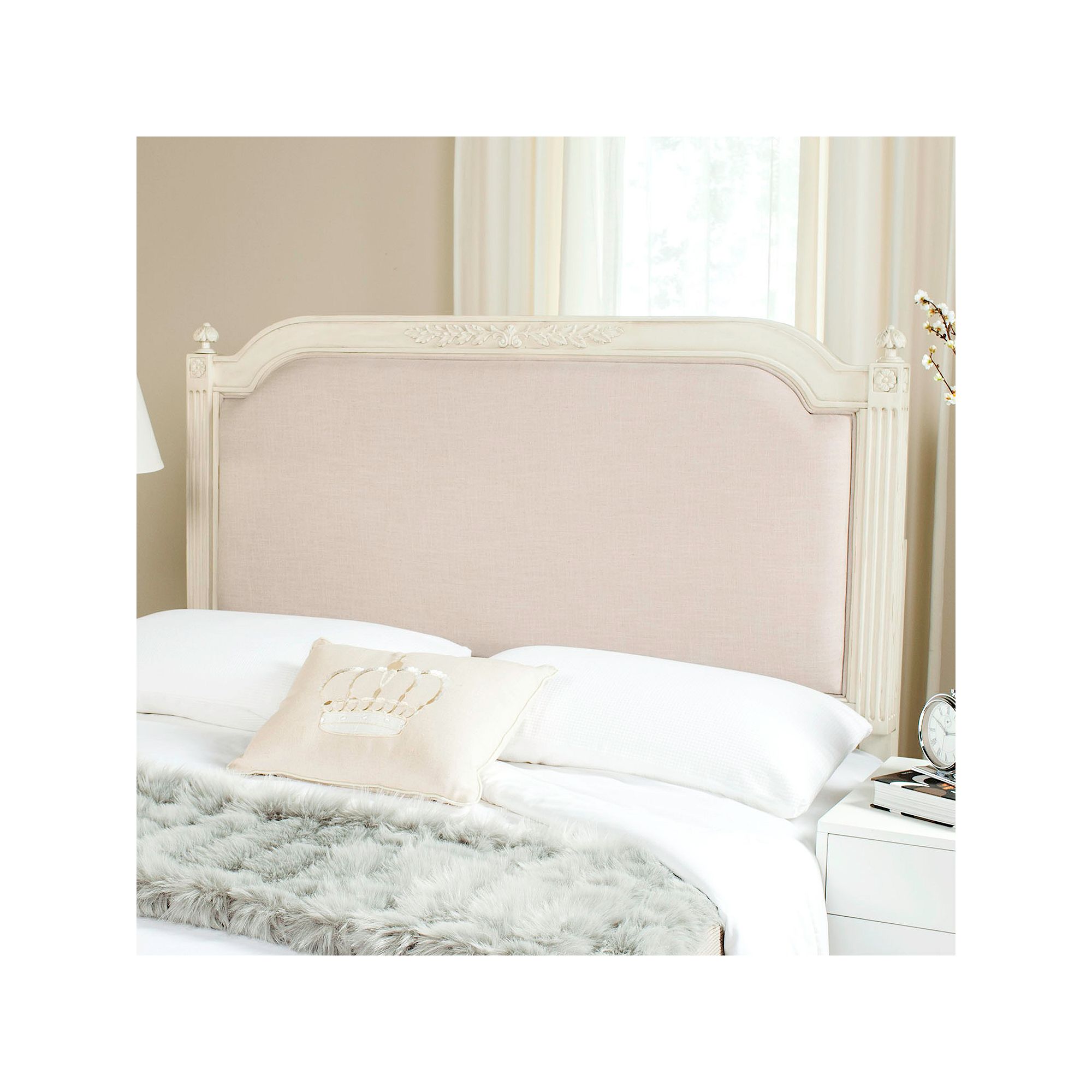 Safavieh Rustic Wood Headboard, Rustic White