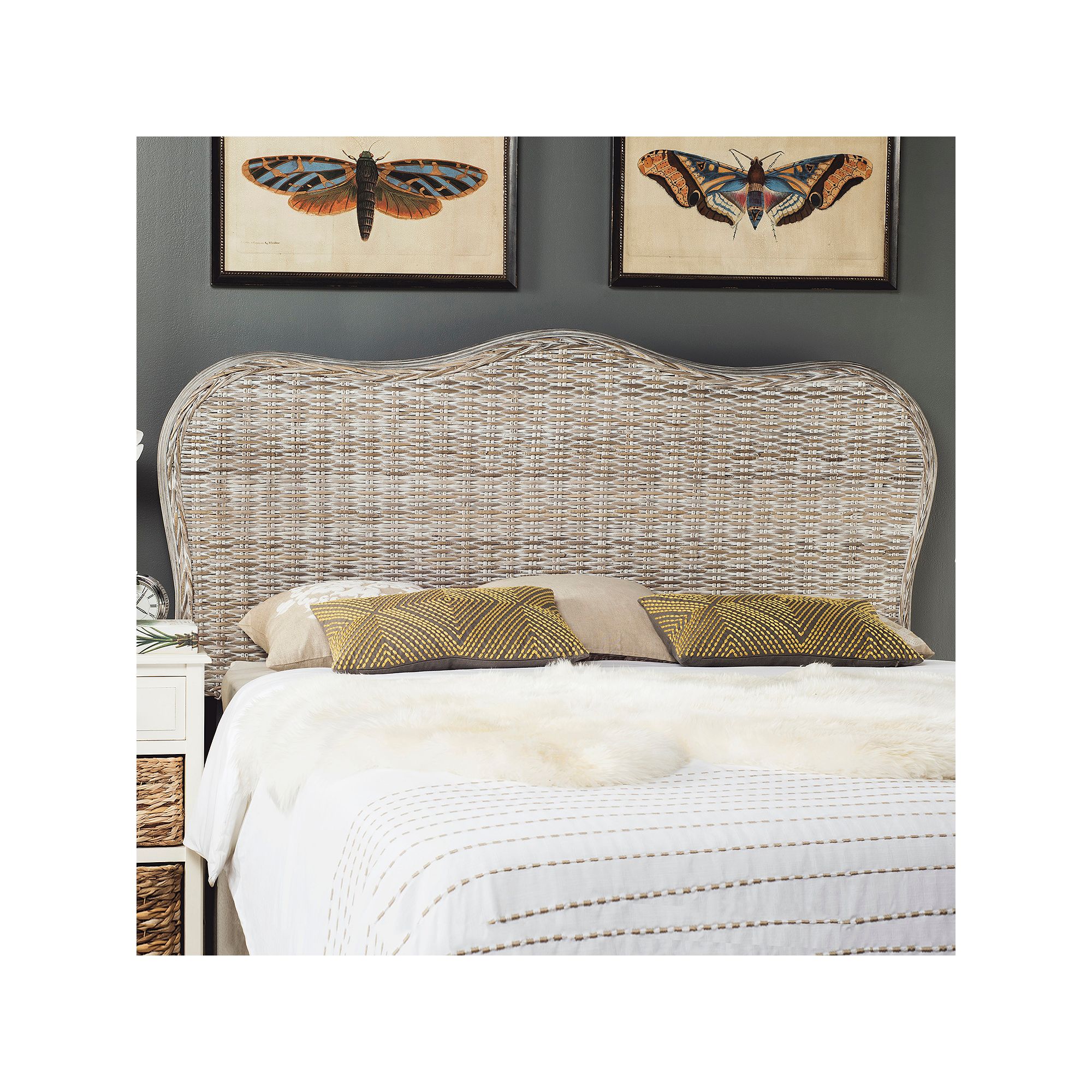 Safavieh Imelda Headboard, White Wash