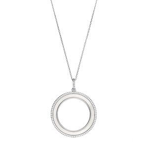 Sterling Silver Mother-of-Pearl & Cubic Zirconia Circle Pendant