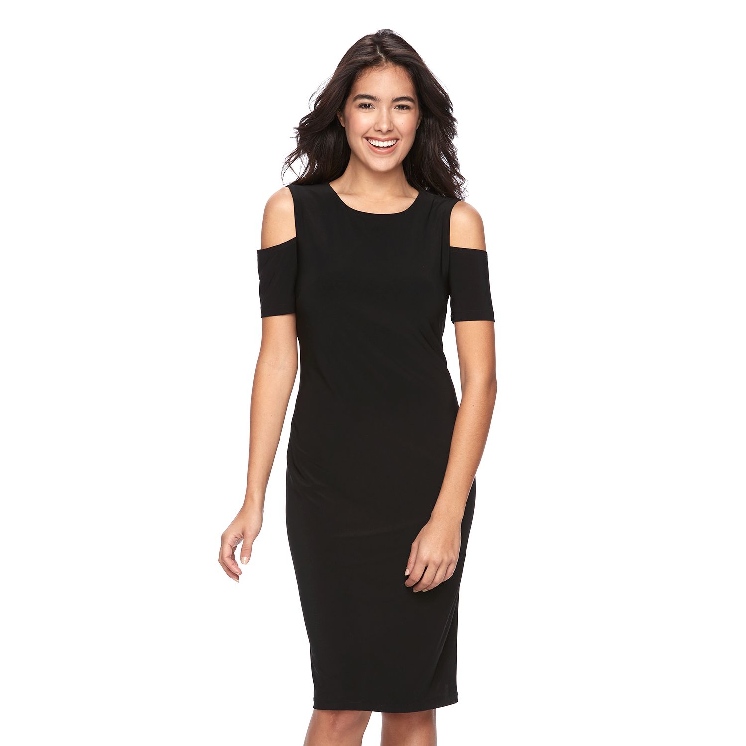 cold shoulder sheath dress