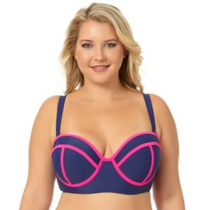 Juniors' Plus Size In Mocean Molded Cup Bikini Top