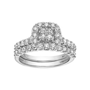 Simply Vera Vera Wang 14k White Gold 1 Carat T.W. Cluster Cushion Halo Engagement Ring Set