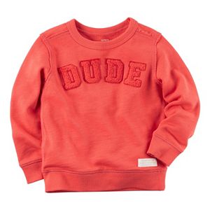 Toddler Boy Carter's Textured Text Applique French Terry Crewneck Pullover