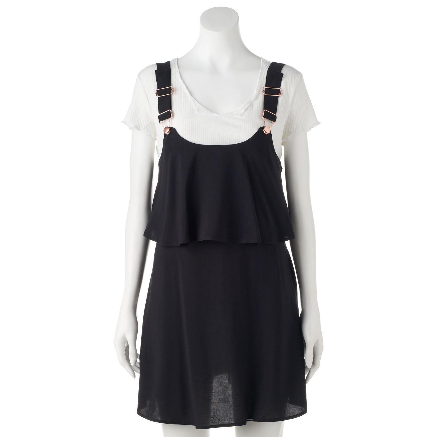 black ruffle pinafore dress