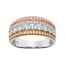 Simply Vera Vera Wang Tri Tone 14k Gold 1 Carat T.W. Diamond Multi Row Anniversary Ring