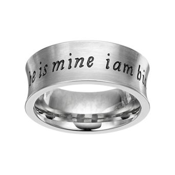 Stainless Steel "He is Mine, I am His" Ring