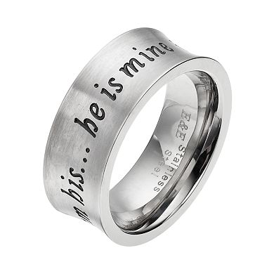Stainless Steel "He is Mine, I am His" Ring