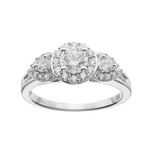 Simply Vera Vera Wang 14k White Gold 1 Carat T.W. Diamond 3-Stone Halo Engagement Ring