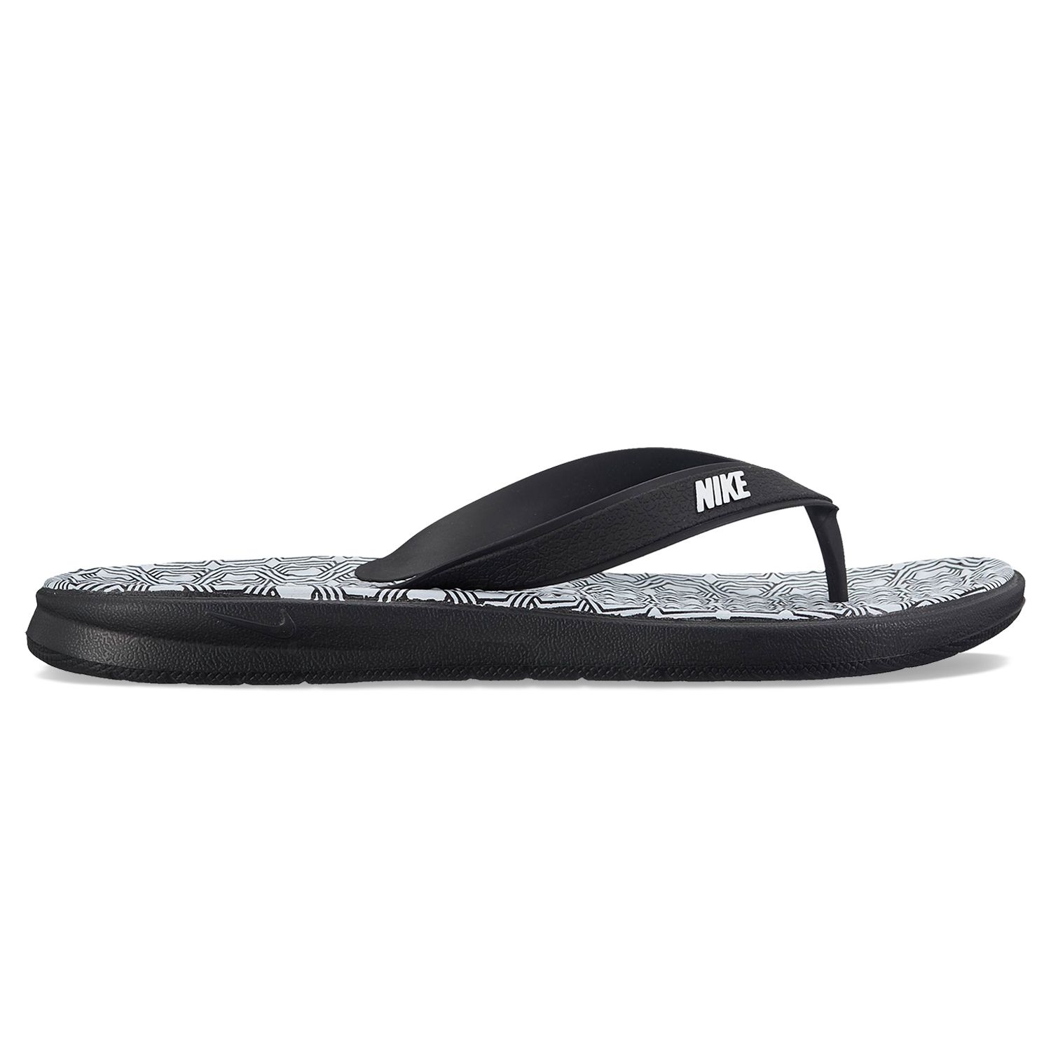 women's nike black and white flip flops