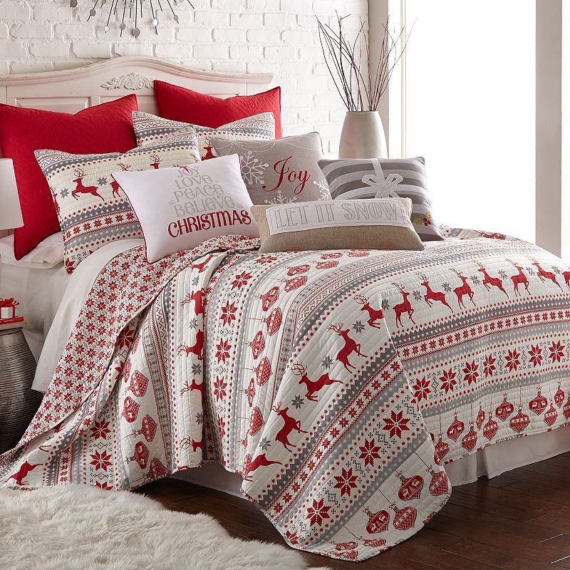 77305639 Levtex Home Sleigh Bells Quilt Set, Red, Full/Quee sku 77305639