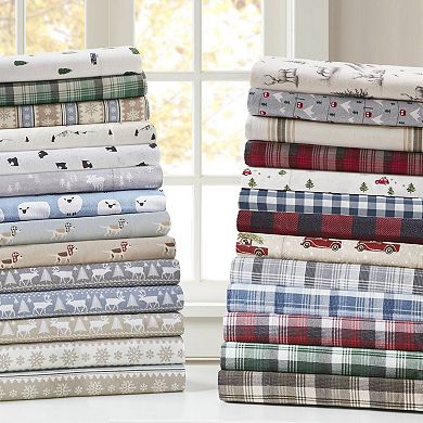Woolrich 4-piece Nordic Snowflake Flannel Sheet Set