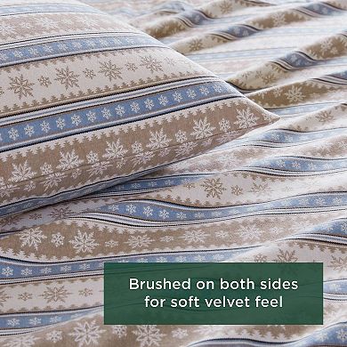 Woolrich 4-piece Nordic Snowflake Flannel Sheet Set