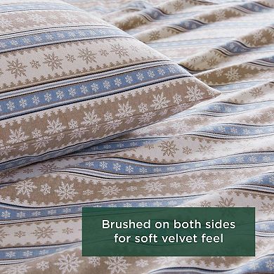 Woolrich 4-piece Nordic Snowflake Flannel Sheet Set 