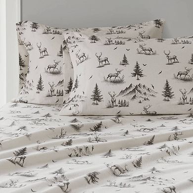 Woolrich 4-piece Nordic Snowflake Flannel Sheet Set