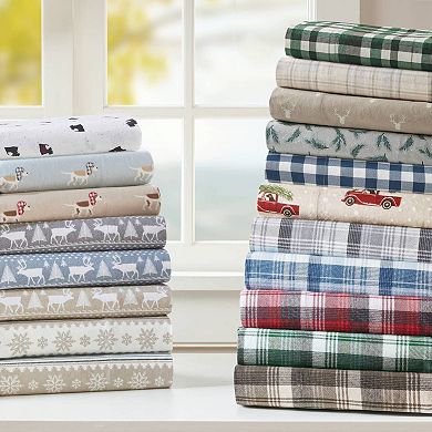 Woolrich 4-piece Nordic Snowflake Flannel Sheet Set