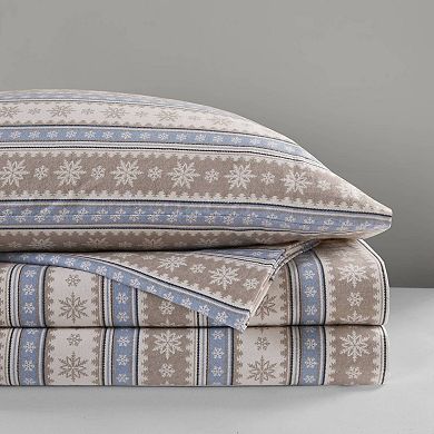 Woolrich 4-piece Nordic Snowflake Flannel Sheet Set