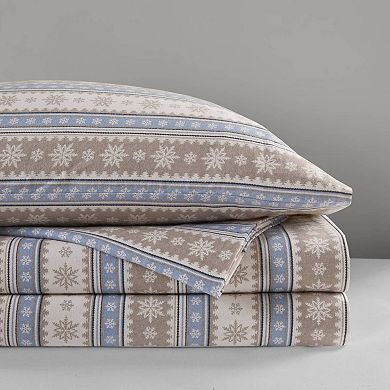 Woolrich 4-piece Nordic Snowflake Flannel Sheet Set 