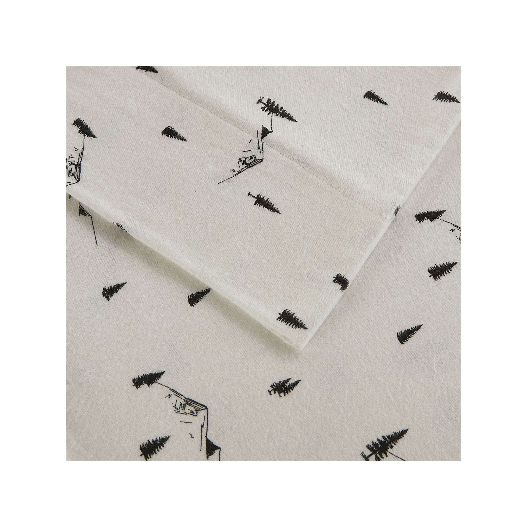 Woolrich Cotton Flannel Sheet Set, Black Pine Trees