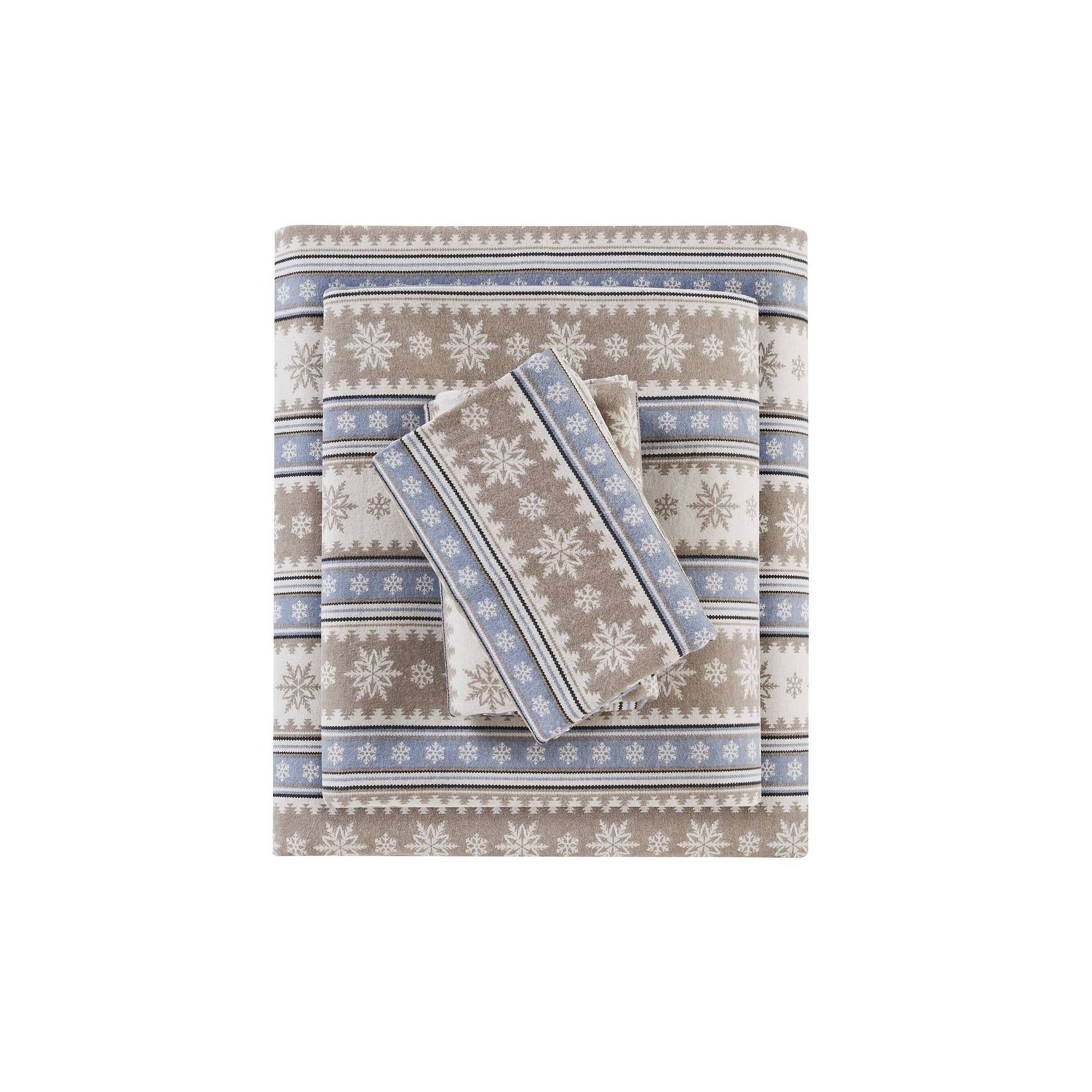 Woolrich Cotton Flannel Sheet Set, Blue Snowflake