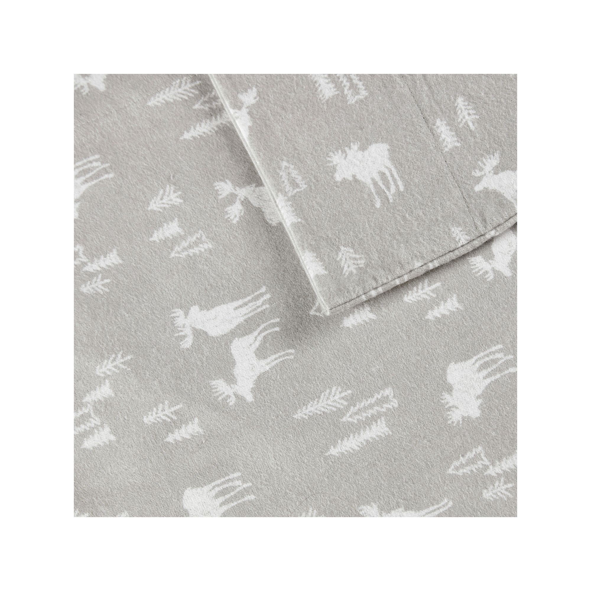 Woolrich Cotton Flannel Sheet Set, Gray Moose