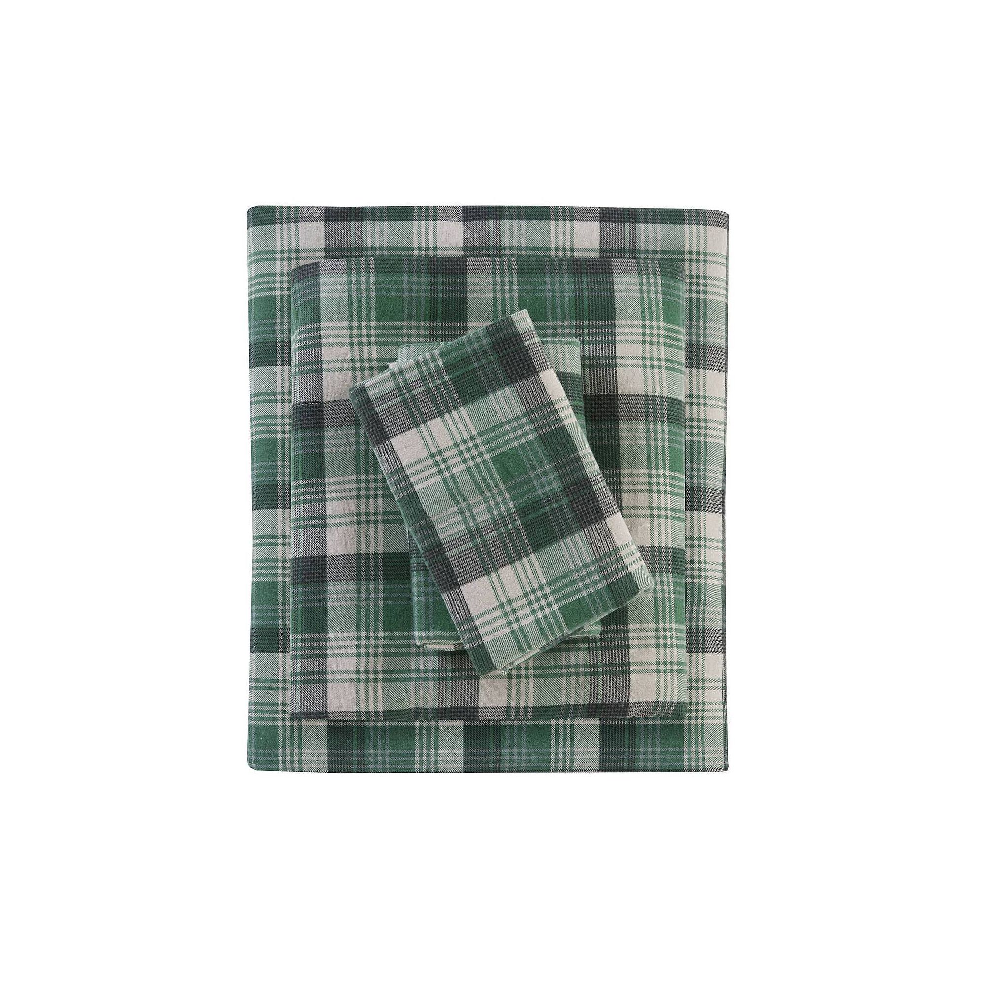 Woolrich Cotton Flannel Sheet Set, Green Plaid