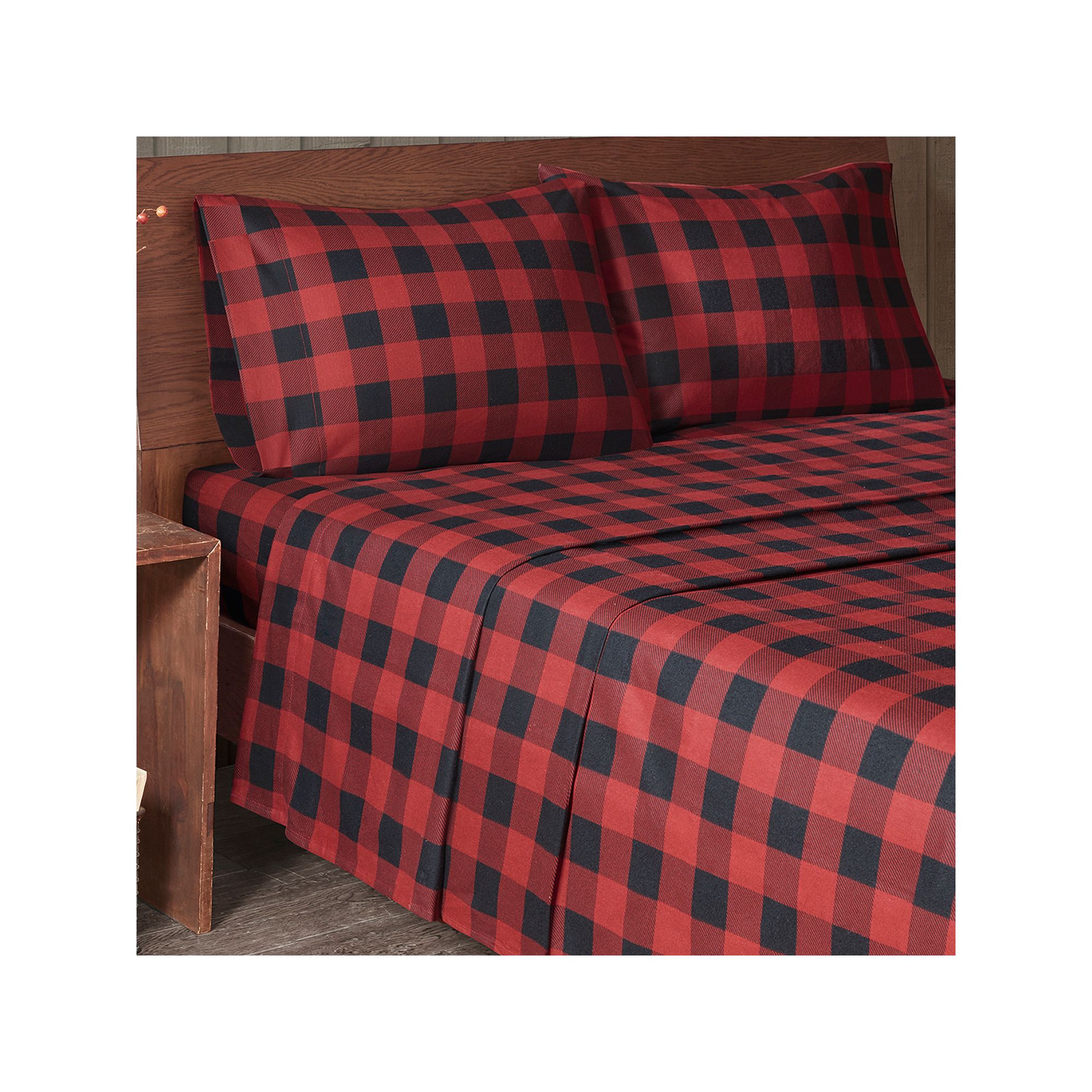 Woolrich Cotton Flannel Sheet Set, Red Buffalo Check