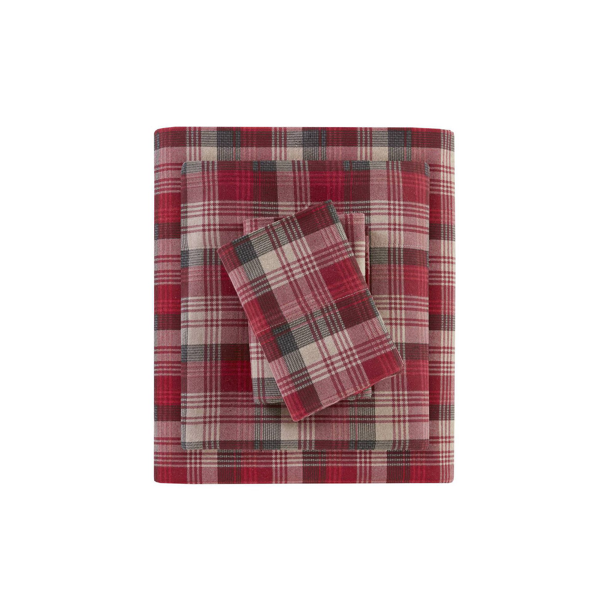 Woolrich Cotton Flannel Sheet Set, Red Plaid