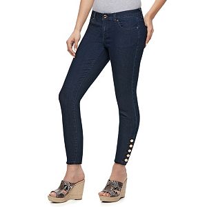 Petite Jennifer Lopez Skinny Button Ankle Jeans