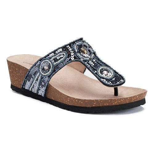 Croft & Barrow® Women's Ortholite Beaded Wedge Sandals