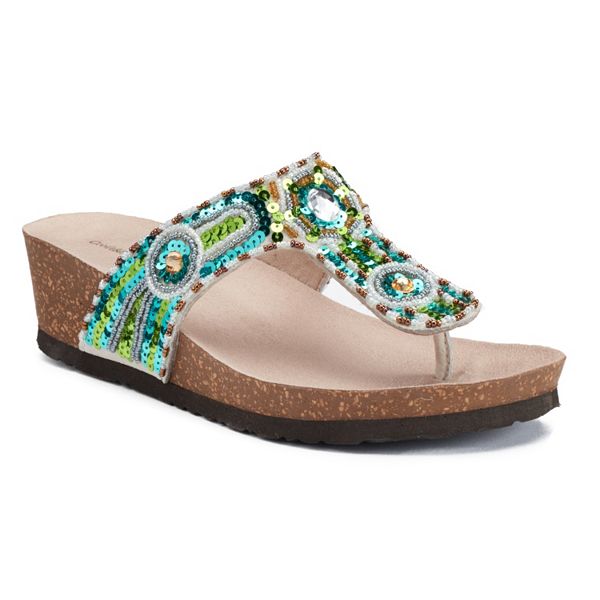 Beaded hot sale wedge sandals