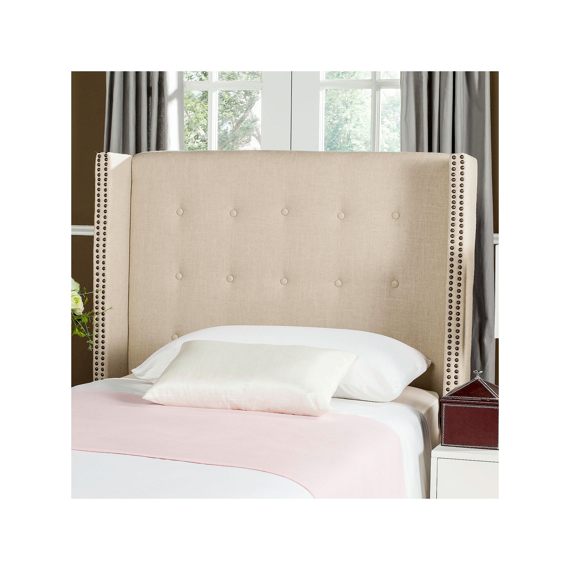 Safavieh Keegan Winged Headboard, Hemp
