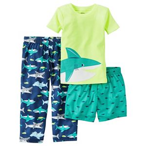Baby Boy Carter's Shark Tee, Print Shorts & Pants Pajama Set