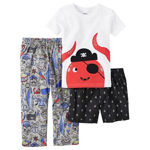 Toddler Boy Carter's Shark Tee, Print Shorts & Pants Pajama Set