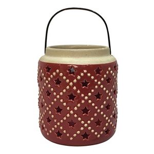 Celebrate Americana Together Red Star Ceramic Lantern