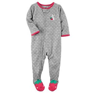 Baby Girl Carter's Polka-Dot Strawberry Footed Pajamas