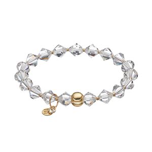 TFS Jewelry 14k Gold Over Silver White Crystal Bead Stretch Bracelet