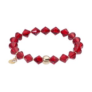 TFS Jewelry 14k Gold Over Silver Red Crystal Bead Stretch Bracelet