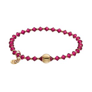 TFS Jewelry 14k Gold Over Silver Fuchsia Crystal Bead Stretch Bracelet