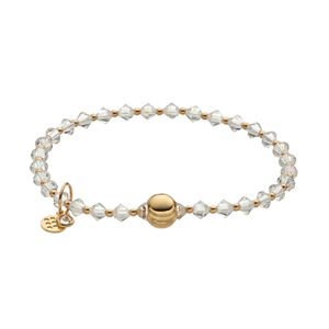 TFS Jewelry 14k Gold Over Silver White Crystal Bead Stretch Bracelet