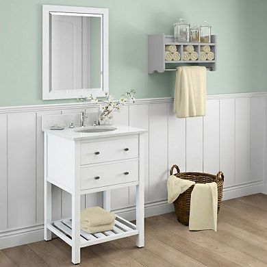 Bolton Bathroom Storage Cubby & Towel Bar Wall Shelf