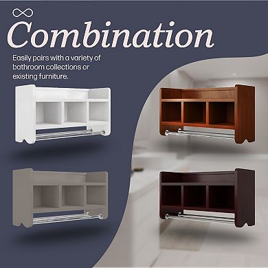 Bolton Bathroom Storage Cubby & Towel Bar Wall Shelf