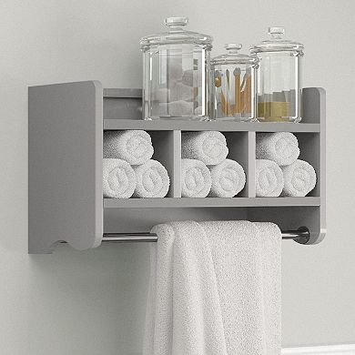 Bolton Bathroom Storage Cubby & Towel Bar Wall Shelf