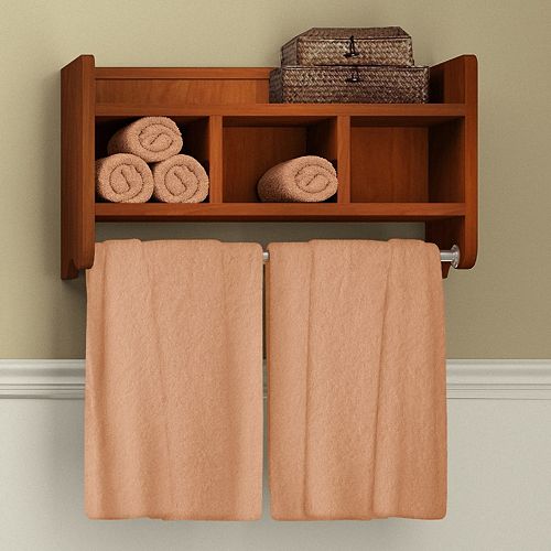 Bolton Bathroom Storage Cubby & Towel Bar Wall Shelf