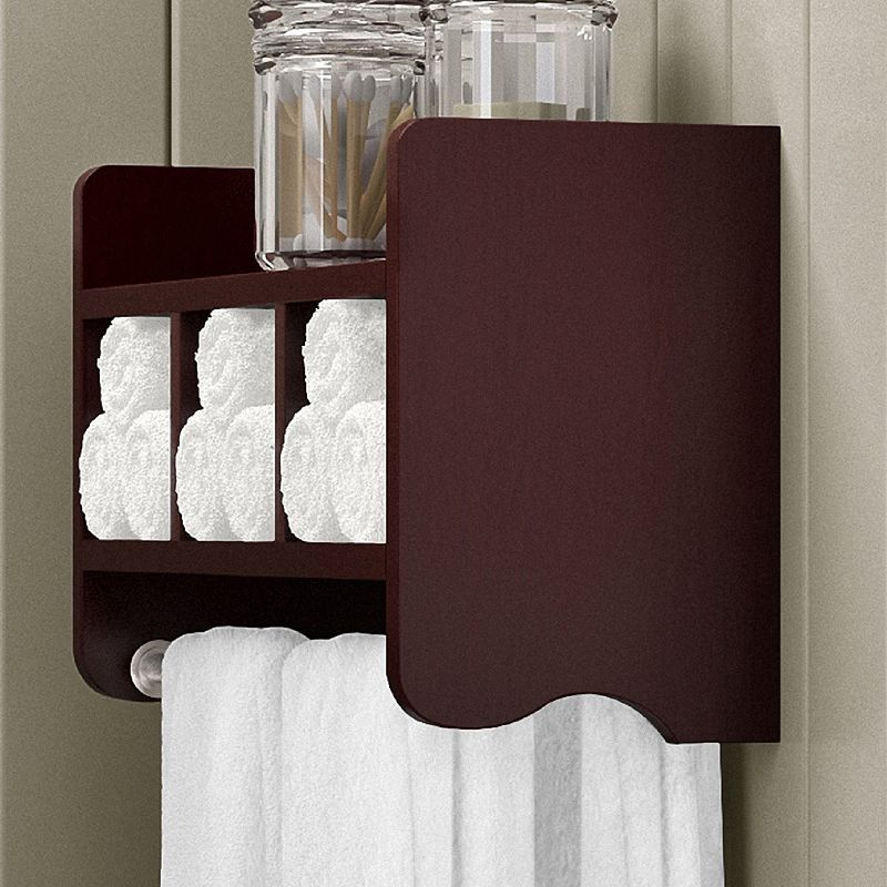 Bolton Bathroom Storage Cubby & Towel Bar Wall Shelf, Brown