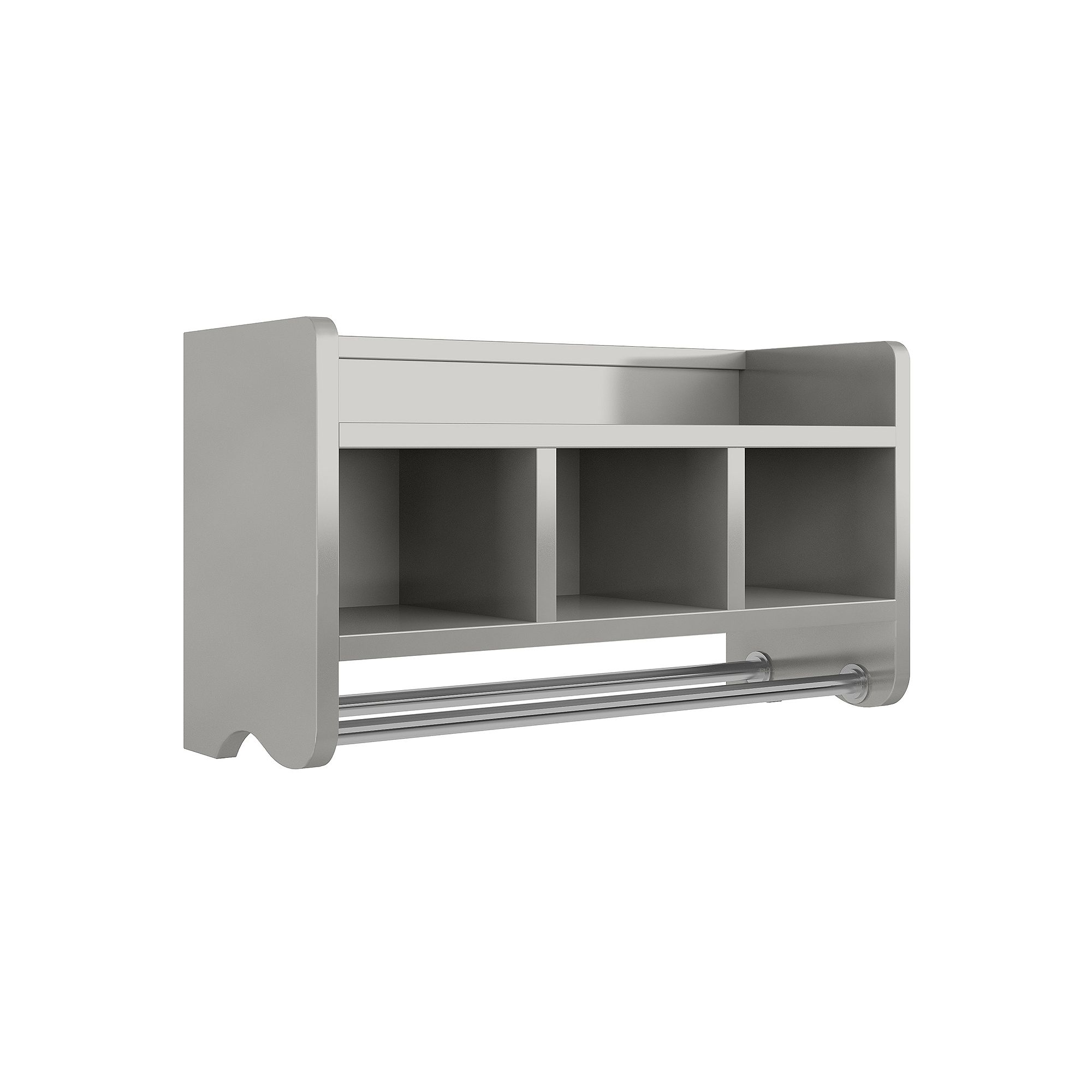 Bolton Bathroom Storage Cubby & Towel Bar Wall Shelf, Gray