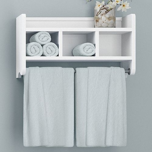 Bolton Bathroom Storage Cubby & Towel Bar Wall Shelf