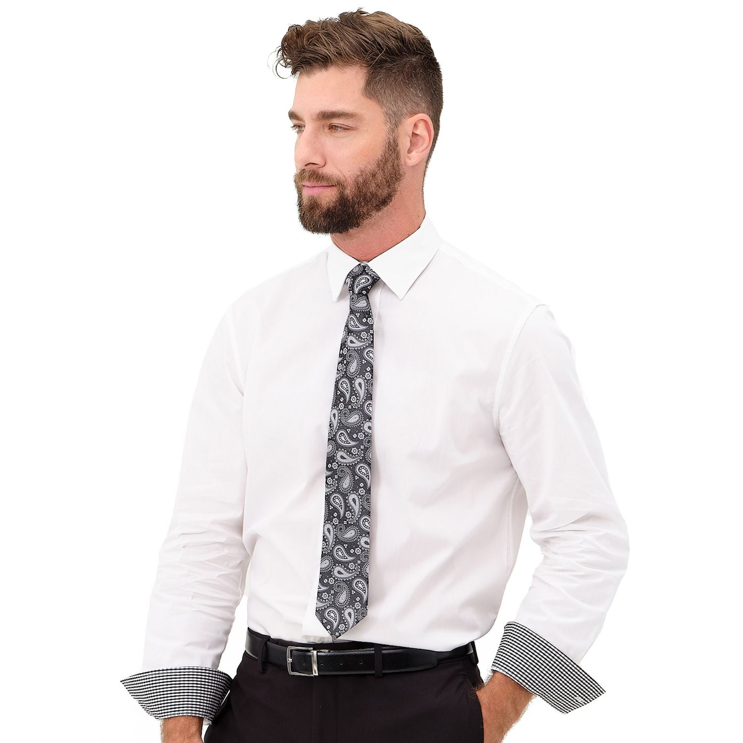 nick graham modern fit dress shirt Nick Graham Men's Modern Fit Dot Diamond Dress Shirt 16 16.5 34 35 Gre –  Bristol Apparel Co main image 1