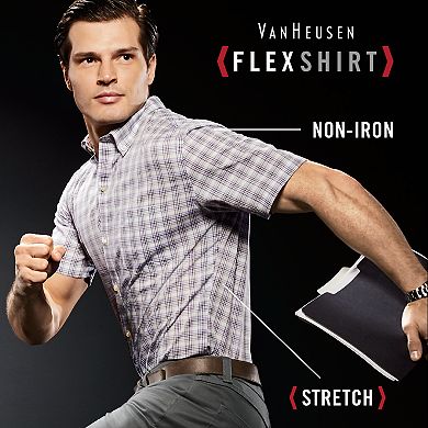 Men’s Van Heusen Flex Stretch Classic-Fit Plaid No-Iron Button-Down Shirt