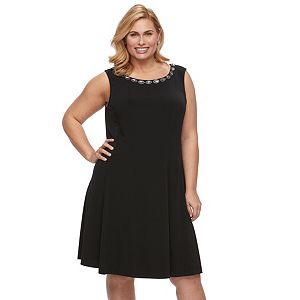 Plus Size Connected Apparel Beaded A-Line Dress